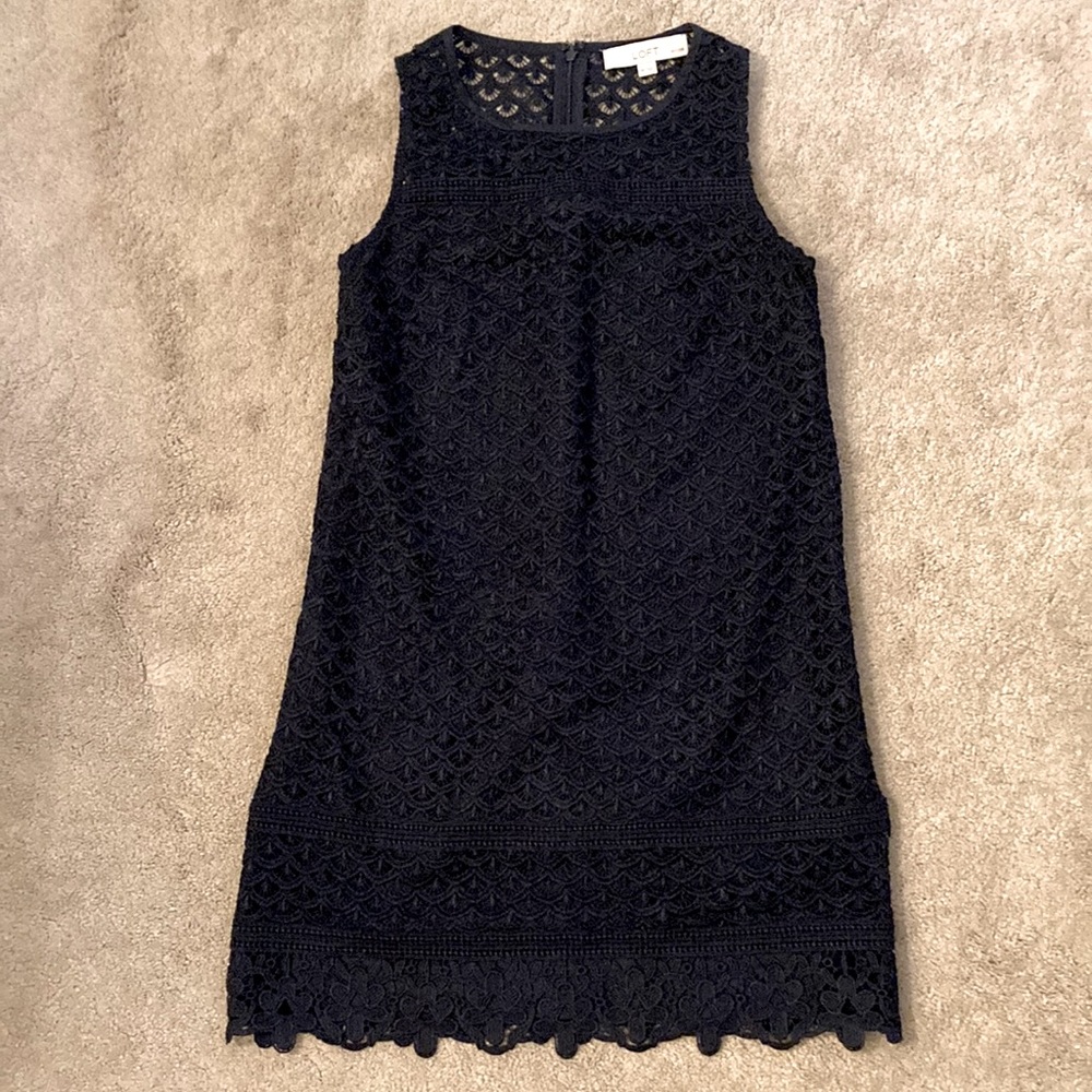 Navy Minidress With Scalloped Detail